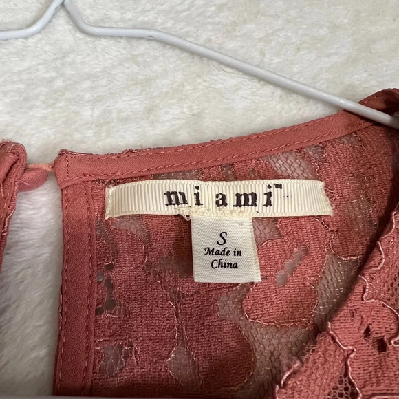 Miami Floral Lace Dusty Rose Mini Dress - Small - Picture 5 of 7